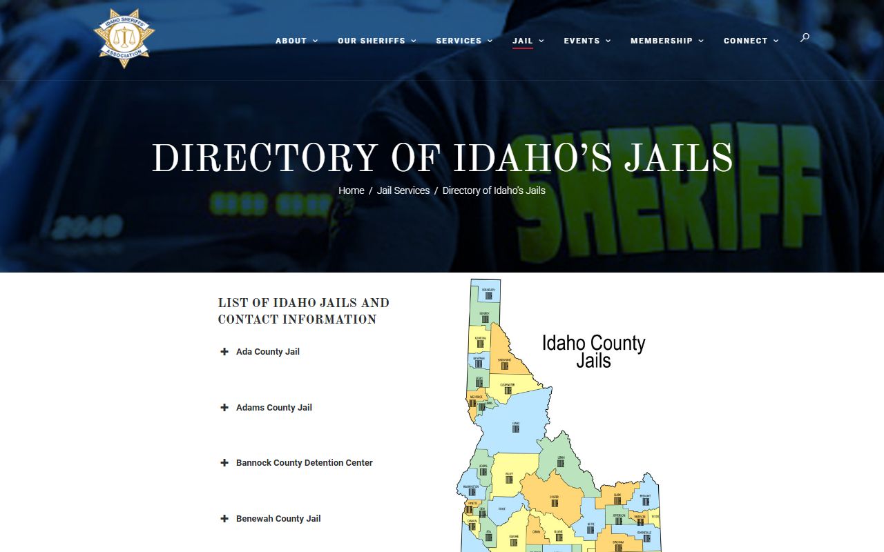 Oneida County inmate population Caribou County Jail capacity directory